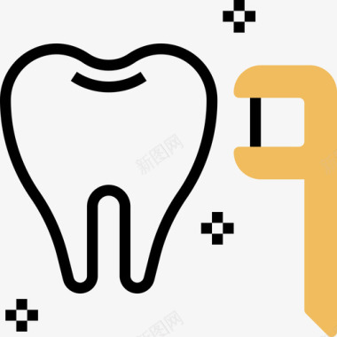 黄色塔吊牙线牙医6黄色阴影图标图标