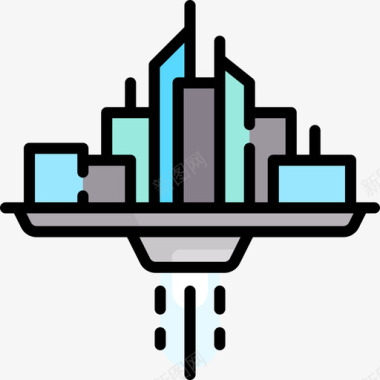 城市未来科技13线条色彩图标图标