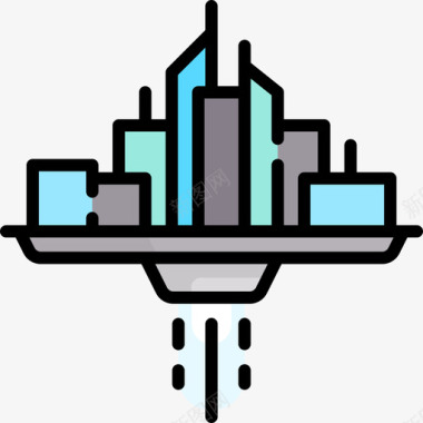 科技线条办公室城市未来科技13线条色彩图标图标