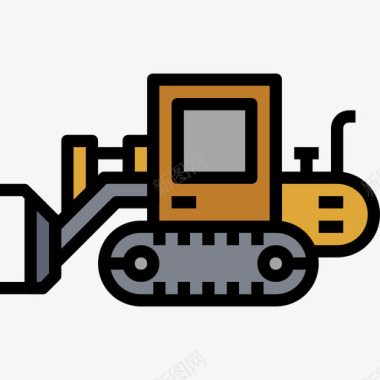 挖掘机施工车3线颜色图标图标
