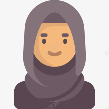 阿拉伯女人阿凡达17扁平图标图标