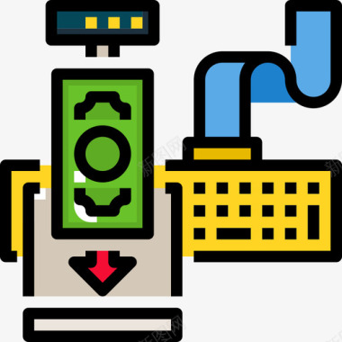 出纳机出纳机商务和金融55线性颜色图标图标