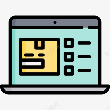 电脑笔记本图笔记本电脑包装交付14线性颜色图标图标