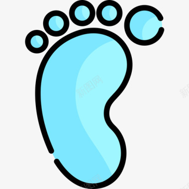 脚印婴儿淋浴5线性颜色图标图标