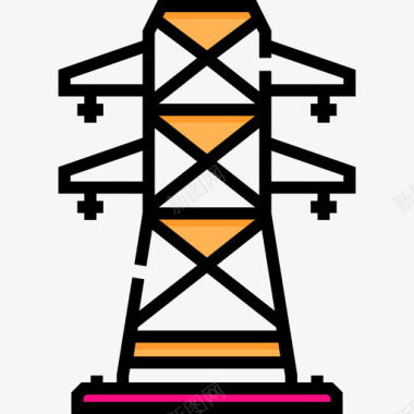 带电线电线塔城市元素34线性图标图标