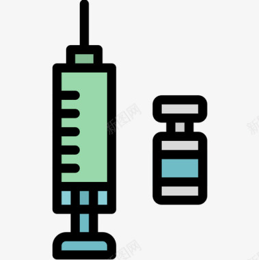 大学宿舍注射器大学2线性颜色图标图标