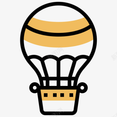 热气球热气球非洲符号黄色阴影图标图标