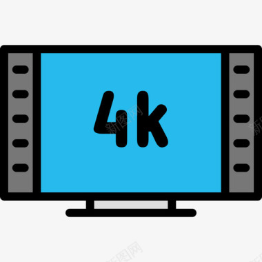 4K牌子4k技术12线性颜色图标图标