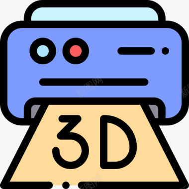 电视3D3d打印机3d打印24线性彩色图标图标