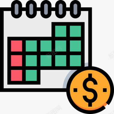 被动日历被动收入线颜色图标图标