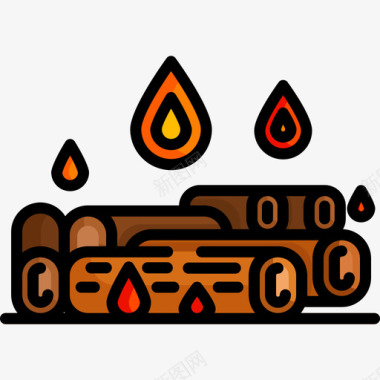 柴火烟熏柴火冒险24线性颜色图标图标