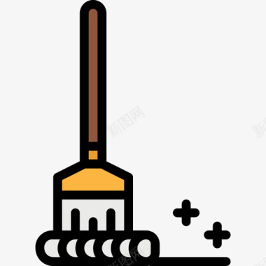 清洁肌肤拖把清洁28线性颜色图标图标