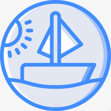 帆船夏季蓝色图标图标
