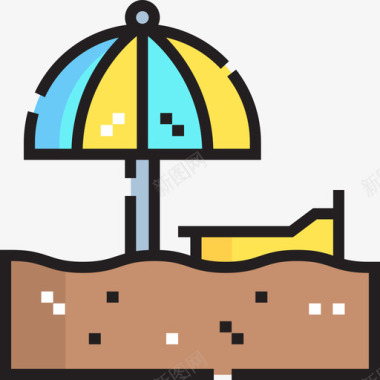 沙滩夏季派对13线性颜色图标图标