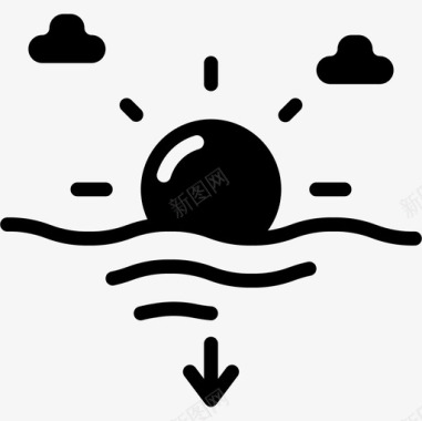 150日落天气150固体图标图标