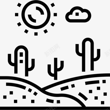沙漠西部荒野29线性图标图标