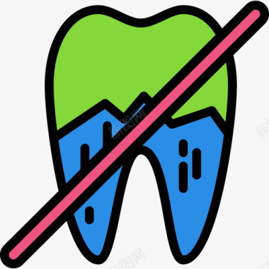 不健康的牙齿牙齿牙齿6线形颜色图标图标