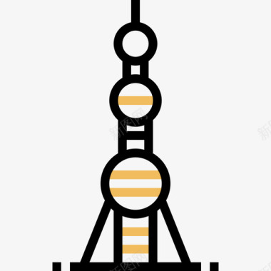 中国铁塔标志东方明珠中国符号2黄色阴影图标图标