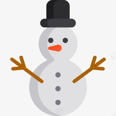 帽子雪人雪人冬季自然12平坦图标图标