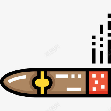 狂野西部雪茄野生西部28线性颜色图标图标