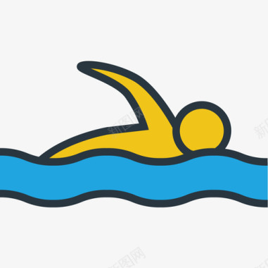 运动人物游泳运动2线性颜色图标图标