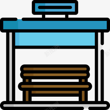 公交车站城市元素20线条颜色图标图标
