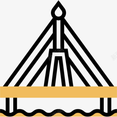 桥泰国符号黄色阴影图标图标