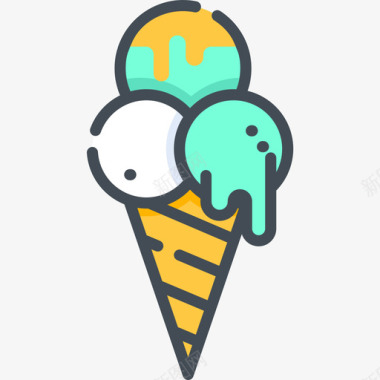 冰淇淋生日74双色图标图标