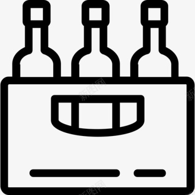 瓶子饮料和饮料5线性图标图标