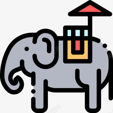 大象泰国10线形颜色图标图标