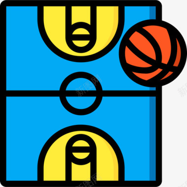 篮球场体育场馆线条色彩图标图标