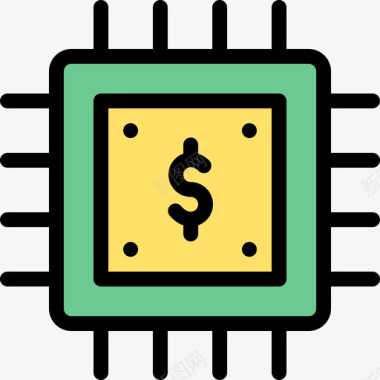 38边框Cpu货币38线性颜色图标图标