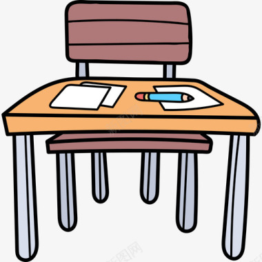 桌椅返校58彩色图标图标