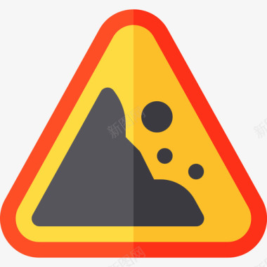 道路禁令标志落石信号和禁令3平坦图标图标