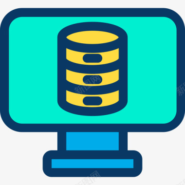 商务数据线监视器大数据4线颜色图标图标