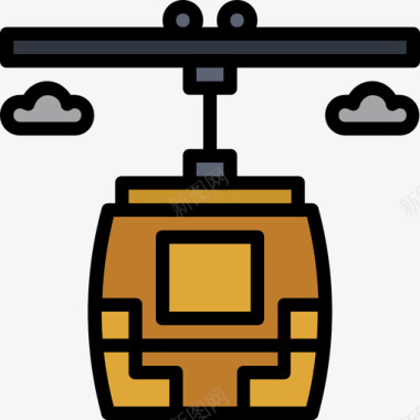 矢量缆车缆车车厢旅行129线性颜色图标图标