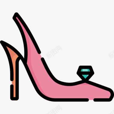高跟鞋鞋子5线条颜色图标图标