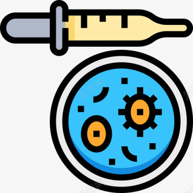 生物DNA培养皿生物化学4线色图标图标