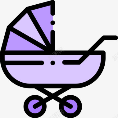婴儿推车婴儿推车孕妇6线性颜色图标图标
