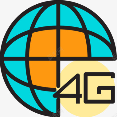 电信4G4g移动功能线性颜色图标图标