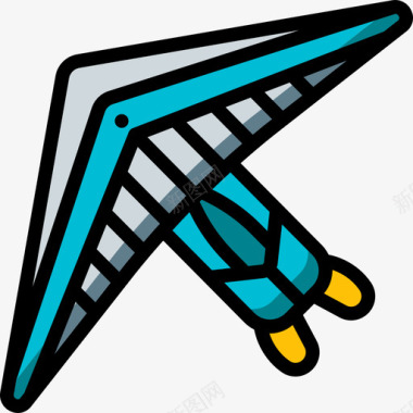 悬挂式滑翔极限运动线条色彩图标图标