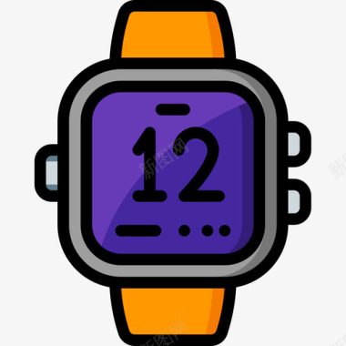 杠铃手表智能手表智能手表4线性颜色图标图标