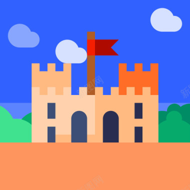 旋转城堡城堡景观3平坦图标图标