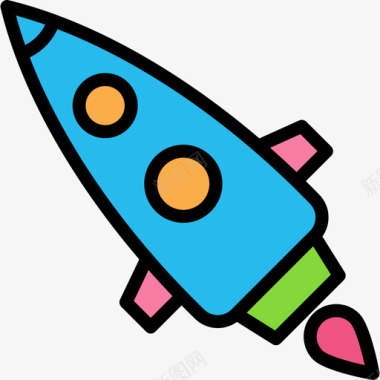 科学火箭科学34线性颜色图标图标