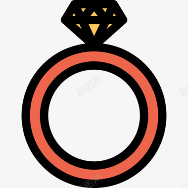 订婚戒指庆祝和派对直线颜色橙色图标图标