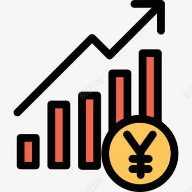 橙色卡通人物利润银行和金融22直线颜色橙色图标图标