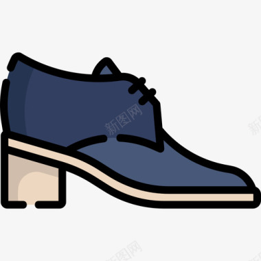 牛津鞋子5线条颜色图标图标
