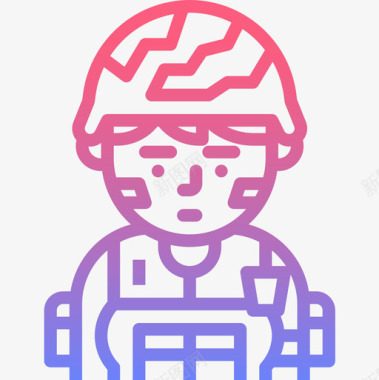 士兵职业女性化身5线性梯度图标图标