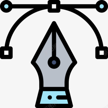 精致钢笔钢笔工具艺术15线颜色图标图标