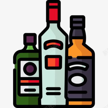 酒鸡尾酒5线性颜色图标图标
